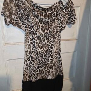 Wet Seal Animal Print Blouse with Black Hem
